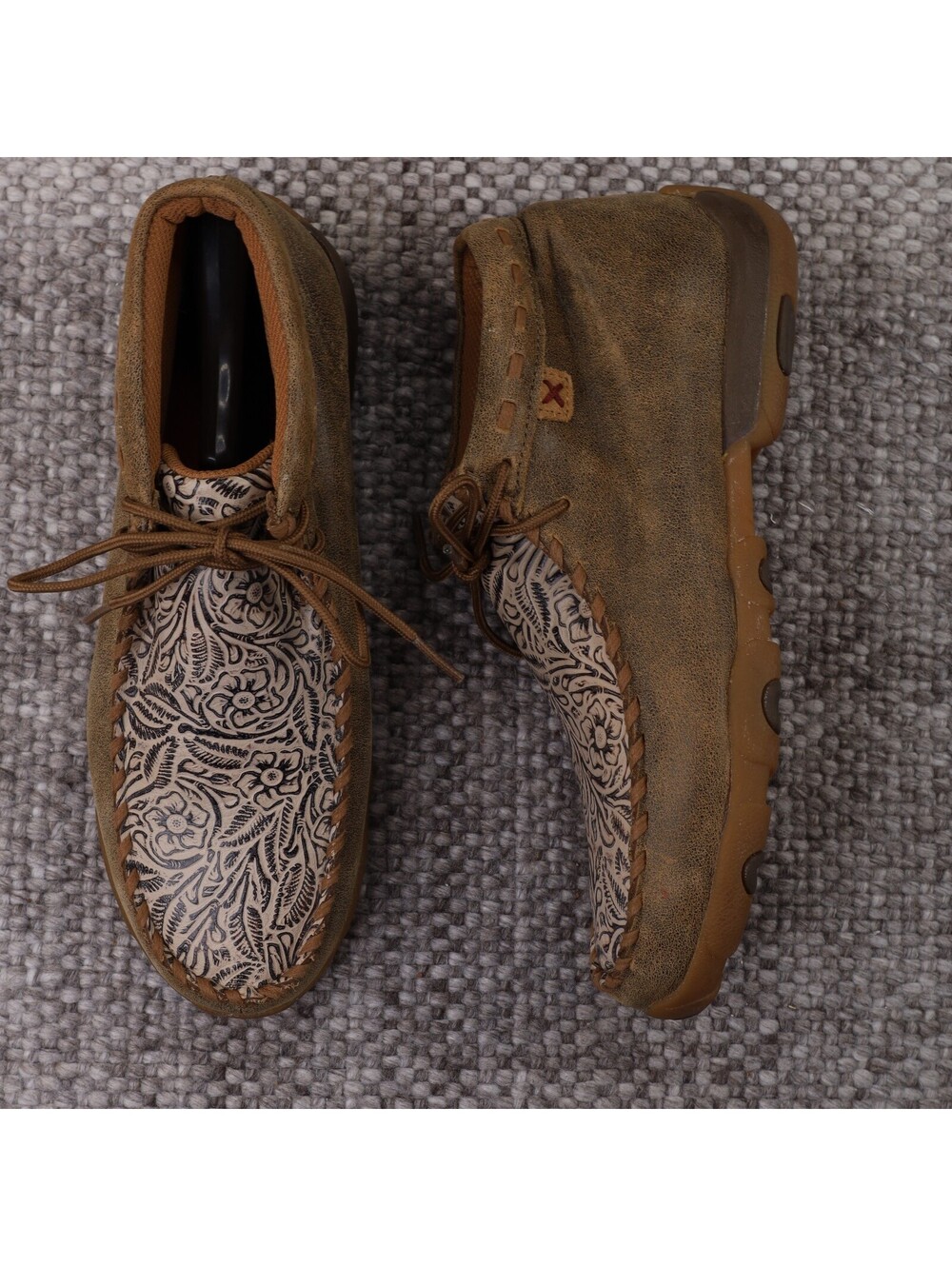Twisted X Driving Moc Womens 9 M WDM0030 Brown Tooling Leather Chukka Shoes US 9